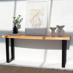 Vandana Lunaris Orion Acacia Console Table with Metal Legs Modern Solid Wood Accent Design