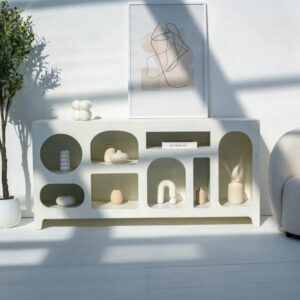 Vandana Lunaris Novara White Painted Display Console Modern Minimalist Accent Furniture Design