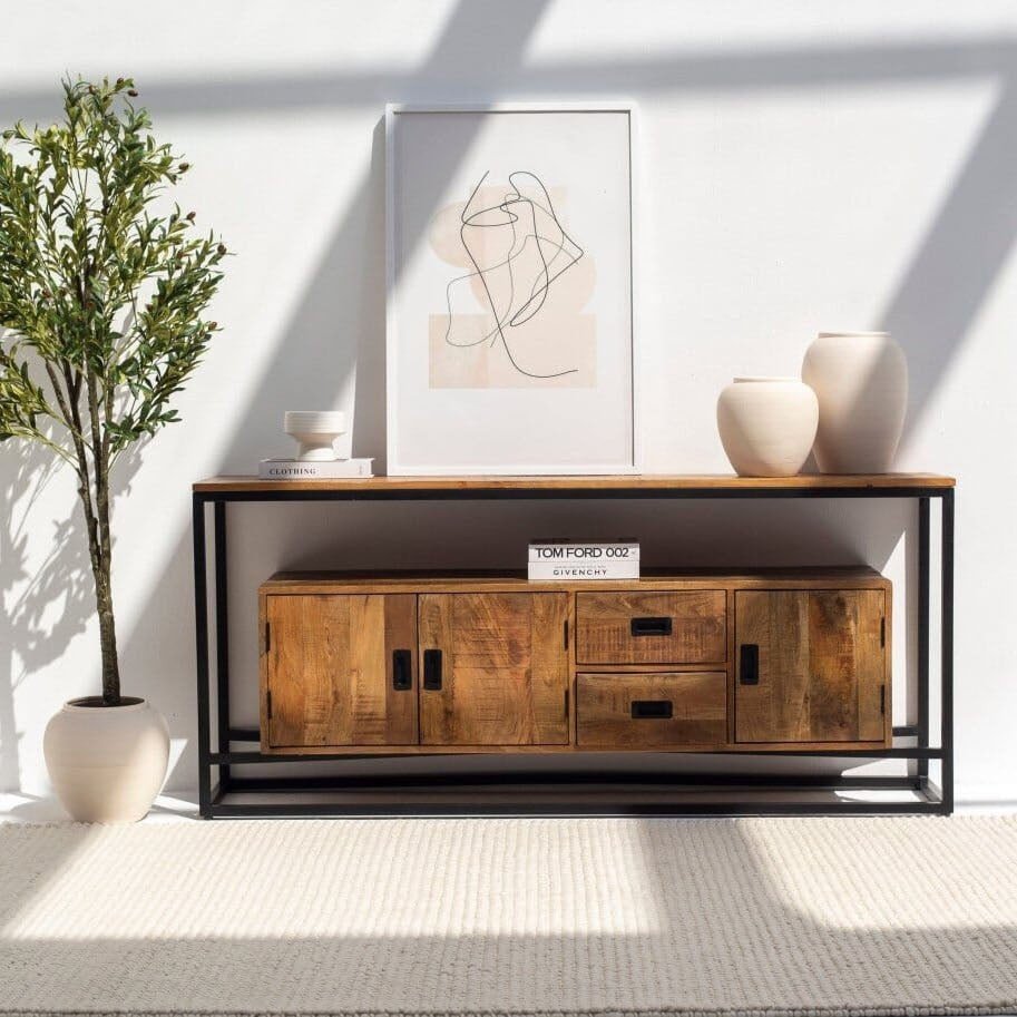 1Vandana Lunaris Falcon Industrial Wood Console Table Modern Solid Wood Accent Furniture Vandana Lunaris Falcon Industrial Wood Console Table Modern Solid Wood Accent Furniture