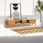 Vandana Altis Lunaris Wooden TV Unit Modern Solid Wood Minimalist Entertainment Console