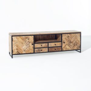 Vandana Lunaris Ultra Wooden TV Unit Modern Solid Wood Minimalist Entertainment Console