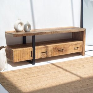Vandana Lunaris Arion Wooden 3-Drawer Console Modern Solid Wood Minimalist Accent Furniture