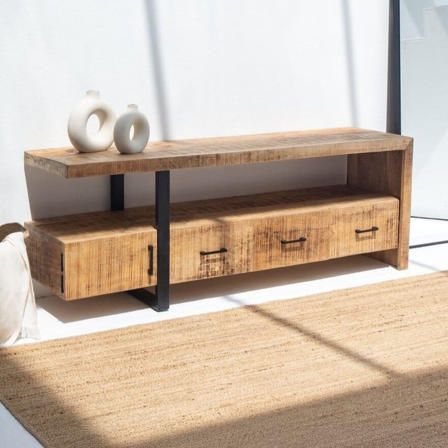 Vandana Lunaris Arion Wooden 3-Drawer Console Modern Solid Wood Minimalist Accent Furniture Vandana Lunaris Arion Wooden 3-Drawer Console Modern Solid Wood Minimalist Accent Furniture