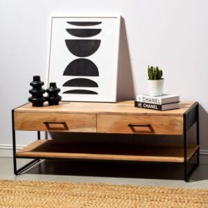 Vandana Lunaris Terra Two-Drawer with One Shelf TV Unit Modern Solid Wood Minimalist Entertainment Console