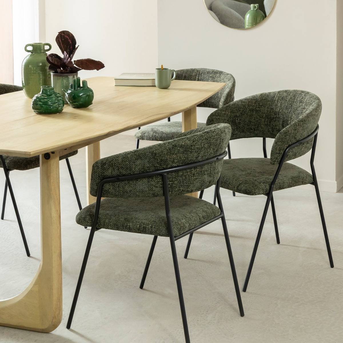 Vandana Lyra Ultra green fabric rounded chair (set of 2) Vandana Lyra Ultra green fabric rounded chair (set of 2)