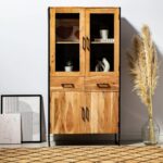 Vandana Vesta Prime Display Cabinet with Four Doors Modern Solid Wood Storage Furniture Design