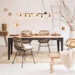Vandana Solace Optima dining table with extensions in mango wood and metal