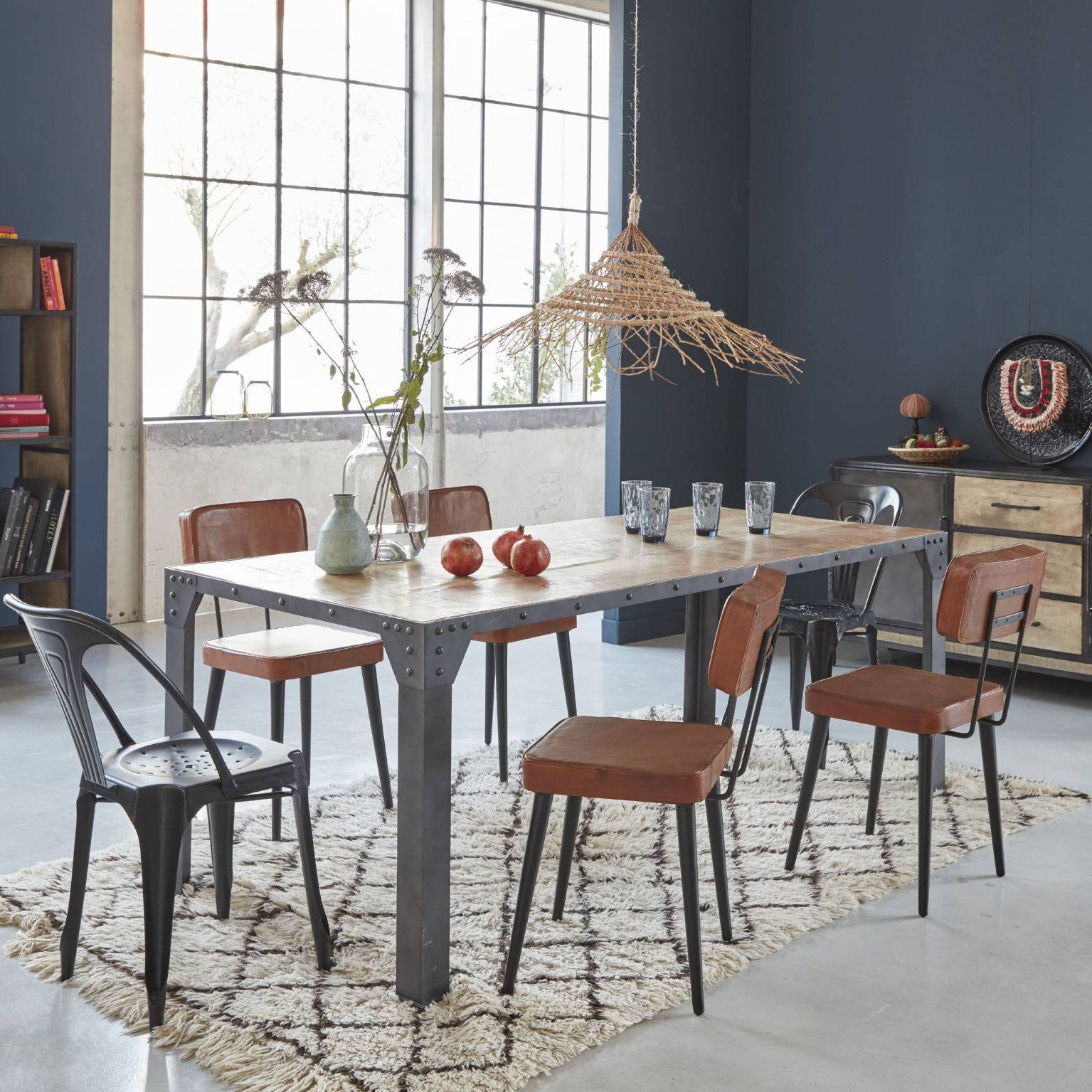 Vandana Nimbus Zenova Mango Wood and Metal Dining Table Vandana Nimbus Zenova Mango Wood and Metal Dining Table