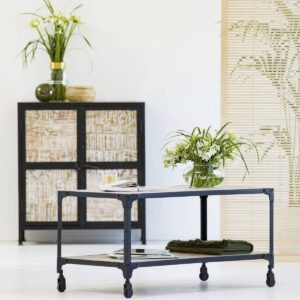 Vandana Elara Orion Coffee table in recycled wood and metal, White