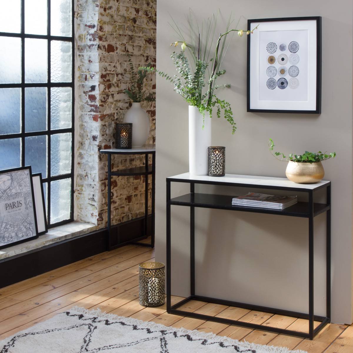 Vandana Elara Optima white marble and metal console table - Console table Vandana Elara Optima white marble and metal console table - Console table