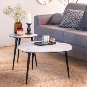 Vandana Aston Aureo nesting coffee table in white marble