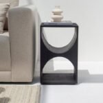 Vandana Sierra Vesta Crescent Black Painted Side Table Modern Contemporary Accent Design