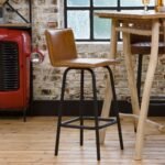 Vandana Vertex Zentrix brown leather bar stool (set of 2)