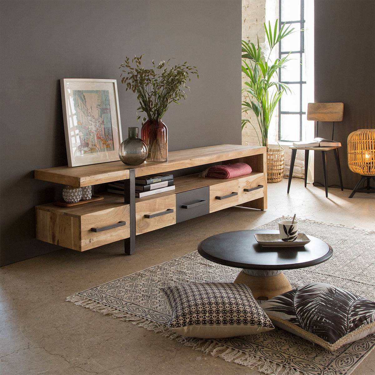 Vandana Cresta Arista acacia wood TV stand Vandana Cresta Arista acacia wood TV stand