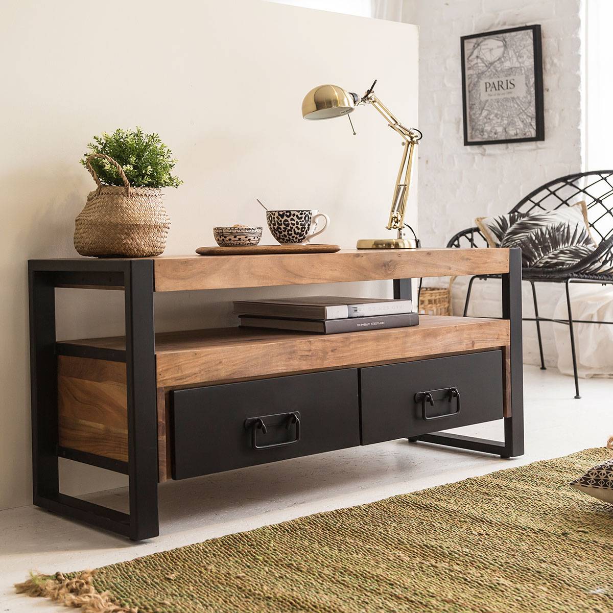 Vandana Cresta Aston 112cm Acacia Wood TV Stand Vandana Cresta Aston 112cm Acacia Wood TV Stand