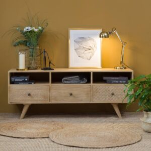 Vandana Cresta Vento TV stand in bleached mango wood