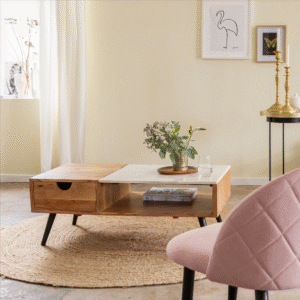 Vandana Aston Lyra coffee table in acacia wood and marble