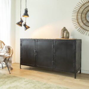 Vandana Radiant Altis 3-Door Black Metal Buffet