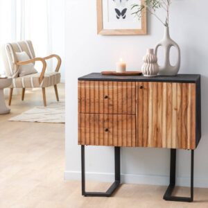 Vandana Sereno Nova tall sideboard in acacia wood and metal