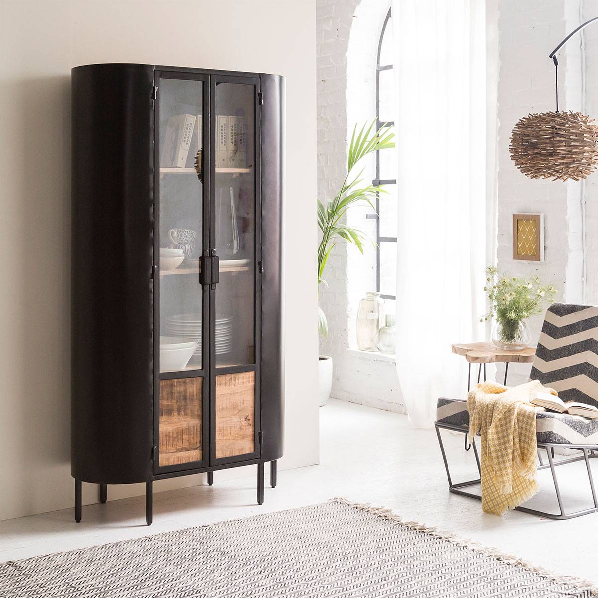 Vandana Maxima Cresta metal and mango wood display case Vandana Maxima Cresta metal and mango wood display case