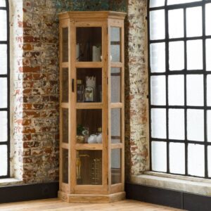 Vandana Maxima Flux corner display cabinet in acacia wood