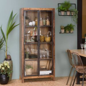 Vandana Optima Astra mango wood and metal display case