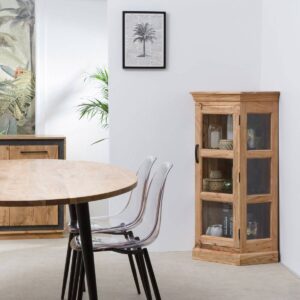 Vandana Optima Orion corner display case in acacia wood, Esmée
