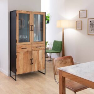 Vandana Optima Altis acacia wood and metal display case