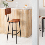 Vandana Vertex Aureo brown leather bar stool]