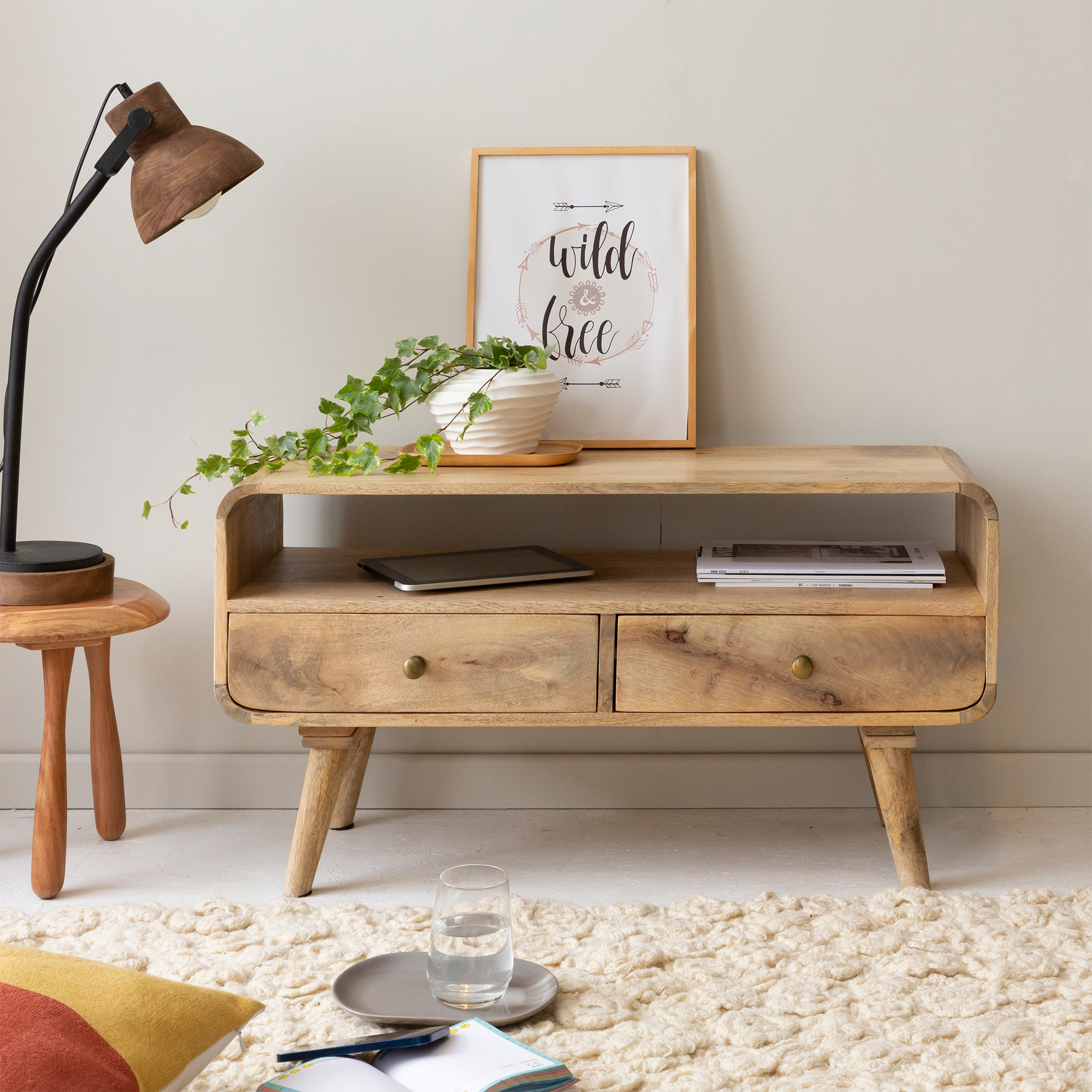 Vandana Cresta Solace Small TV Stand in Mango Wood Vandana Cresta Solace Small TV Stand in Mango Wood