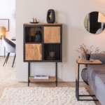 Vandana Sereno Merino high sideboard in acacia wood and metal - Sideboard
