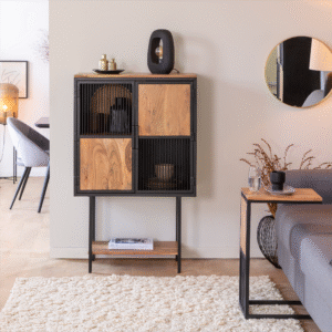 Vandana Sereno Merino high sideboard in acacia wood and metal - Sideboard