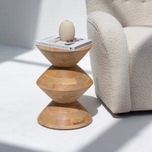 Vandana Orion Vesta Wooden Side Table Modern Minimalist Solid Wood Accent Furniture