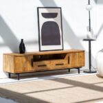 Vandana Altis Merino Wooden Classic TV Unit Modern Solid Wood Minimalist Entertainment Console