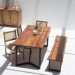Vandana Zentrix Zenova Dark Acacia Wood Dining Table with Solid Handmade Contemporary Design
