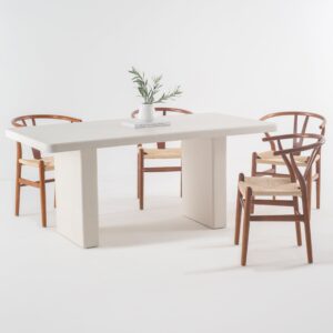 Vandana Zentrix Novara Off White Speckled Micro-Concrete Dining Table with Modern Minimalist Design