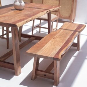 Vandana Falcon Aston Dark Acacia Wooden Bench for Stylish Indoor & Outdoor Modern Seating