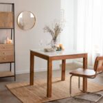 Vandana Solace Vento square dining table in acacia wood and marble