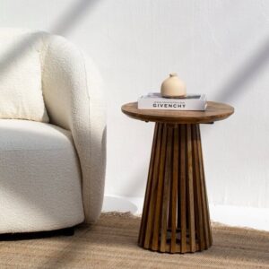 Vandana Sierra Aston Round Side Table Modern Minimalist Solid Wood Accent Furniture Design