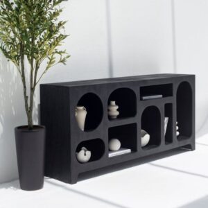 Vandana Sierra Maxima Black Painted Display Console Modern Contemporary Accent Furniture