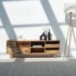 Vandana Altis Zenova Wooden TV Unit Modern Solid Wood Minimalist Entertainment Console