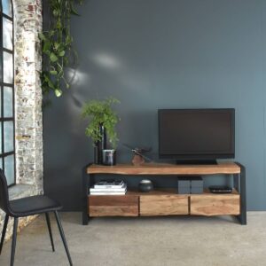 Vandana Cresta Nova TV stand in acacia wood with 3 drawers