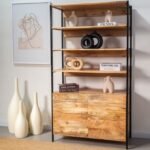 Vandana Merino Maxima Metal & Wood Bookshelf Modern Industrial Storage Furniture Design