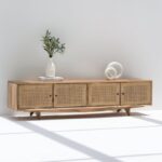 Vandana Novara Solace Rattan Doors TV Unit Modern Natural Woven Entertainment Console