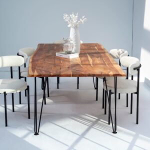 Vandana Aureo Arista Acacia Wood Dining Table with Solid Handmade Contemporary Design