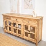 Vandana Pebble Prime Wooden Sideboard with Glass Doors for Stylish Modern Home Interiors