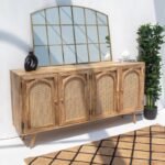 Vandana Arista Elara Four Doors Rattan Buffet with Arch Door Designs for Modern Home Interiors