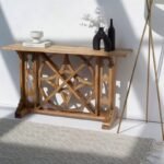 Vandana Lunaris Pebble Wooden Console Table Modern Solid Wood Minimalist Accent Furniture