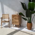 Vandana Orion Nova Rattan 3-Drawer Side Table Modern Natural Woven Accent Furniture