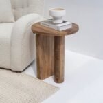Vandana Orion Solace Wooden Round Side Table with Cross Legs Modern Accent Furniture